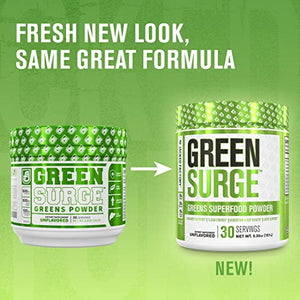 Green Surge Green Superfood Powder Supplement - Keto Friendly Greens Drink w/Spirulina, Wheat & Barley Grass - Green Tea Extract, Probiotics and Digestive Enzymes - Unflavored - 30sv
