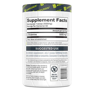 Bodylogix Micronized L-Glutamine Powder, NSF Certified, Unflavored, 300g