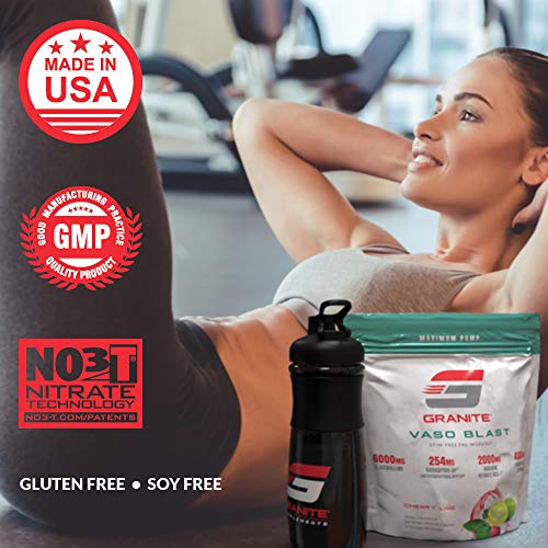 Granite® Vaso Blast Advanced 'Stim-Free' Pre-Workout | Supports Vasodialation, NO Conversion, & ACE Inhibition for Max Pump with Grapeseed Extract, Arginine Nitrite, & VasoDrive-AP® (Blood Orange)