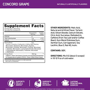 Optimum Nutrition Amino Energy - Pre Workout with Green Tea, BCAA, Amino Acids, Keto Friendly, Green Coffee Extract, Energy Powder - Concord Grape, 6 Count