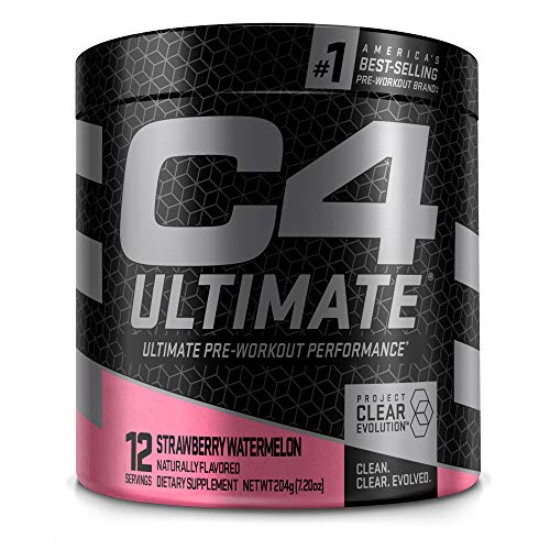 C4 Ultimate Pre Workout Powder Strawberry Watermelon | Sugar Free Preworkout Energy Supplement for Men & Women | 300mg Caffeine + 3.2g Beta Alanine + 2 Patented Creatines | 12 Servings