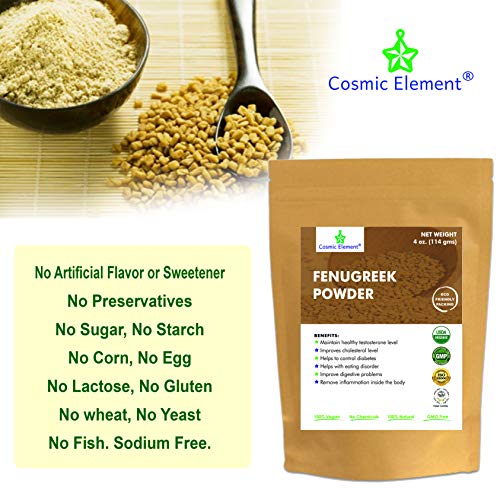 USDA CERTIFIED Organic Fenugreek TRIGONELLA FOENUM Powder , Methi Seeds, Gluten Free, Non GMO, Non Irradiated (100% NATURAL , ORGANICALLY GROWN ) - 4 Oz