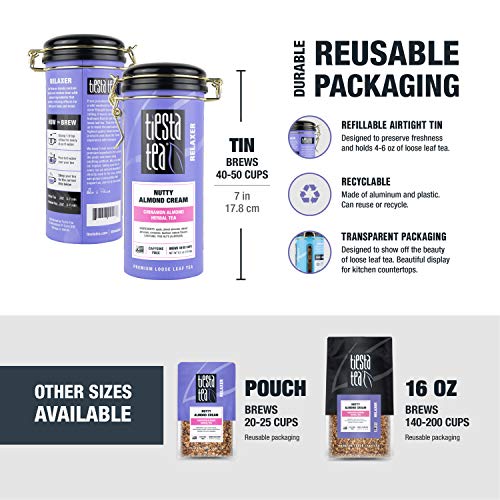 Tiesta Tea - Nutty Almond Cream, Loose Leaf Cinnamon Almond Herbal Tea, Non-Caffeine, Hot & Iced Tea, 6.2 oz Tin - 50 Cups, Natural Flavored, No Artificals, Herbal Tea Loose Leaf