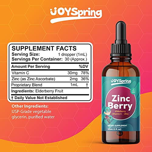 ZincBerry Immune Support for Kids - Elderberry with Zinc and Vitamin C for Kids & Toddler Vitamins - Liquid Kids Zinc Supplements - Organic Zinc for Kids & Elderberry Kids Vitamins Immune Support 1oz