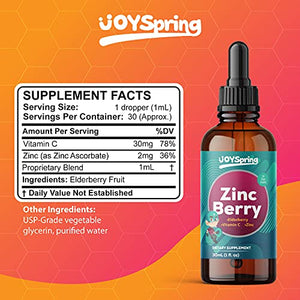 ZincBerry Immune Support for Kids - Elderberry with Zinc and Vitamin C for Kids & Toddler Vitamins - Liquid Kids Zinc Supplements - Organic Zinc for Kids & Elderberry Kids Vitamins Immune Support 1oz