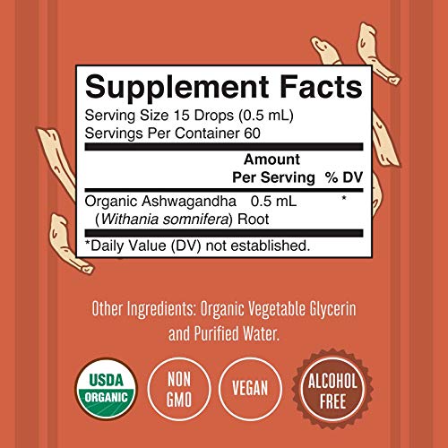 USDA Organic Ashwagandha Root Liquid Drops by MaryRuth's | Adaptogenic, Nervine, Neuroprotective | May Help Alleviate Stress & Regulate Homeostasis | Non-GMO, Vegan, 1oz