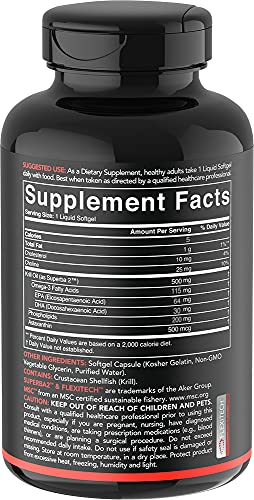 Antarctic Krill Oil 500mg with Omega-3 EPA & DHA + Astaxanthin, Phospholipids & Choline | MSC Certified Sustainable & Non-GMO Verified (120 Mini-Softgels)