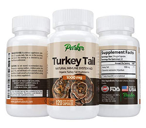 Premium Organic Turkey Tail Mushroom Capsules by Parker Naturals Supports Immune System Health. Nature's Original Superfood. 120 Capsules …