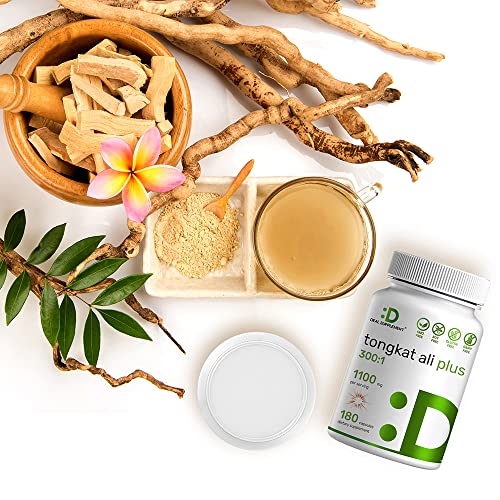 Tongkat Ali Extract 300:1 Enhanced with Horny Goat, 1100mg Per Serving, 180 Capsules, 2-1 Formula, Indonesia Origin Eurycoma Longifolia (Longjack), Max Strength Tongkat Ali for Men