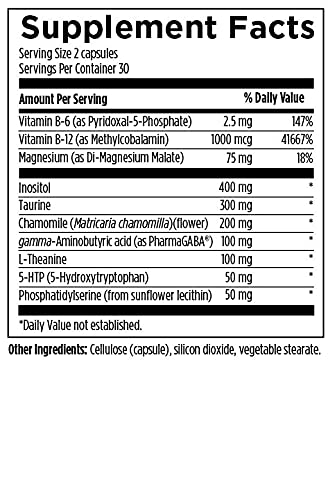 Designs for Health NeuroCalm - Promote Feelings of Calm, Healthy Moods + Serotonin Support Supplement - GABA (PharmaGABA), L-Theanine, Inositol, 5-HTP, Chamomile + More - Vegan + Non-GMO (60 Capsules)