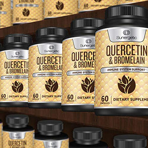 Premium Quercetin & Bromelain Supplement – Powerful Quercetin Bromelain Complex to Help Support Immune System, Cardiovascular Health & Seasonal Support – Quercetin 1000mg Per Serving – 60 Capsules