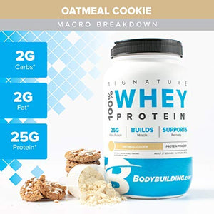 Bodybuilding Signature 100% Whey Protein Powder | 25g of Protein per Serving (Oatmeal Cookie, 2 Lbs)