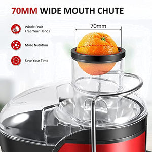 110V Juicer Machines Vegetable and Fruit, Red Centrifugal juicers Best Sellers Easy to Clean with Brush, Juice Extractor Machine with Wide Mouth Feed Chute, Multi Speed Control