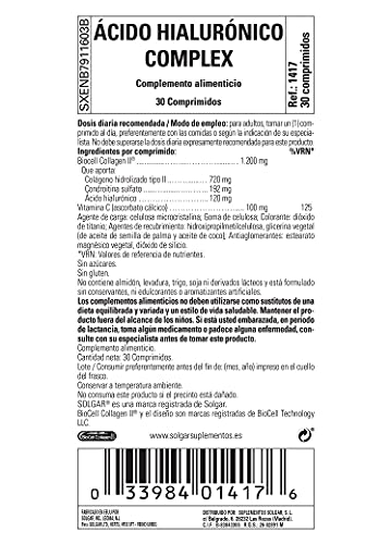 Solgar Collagen Hyaluronic Acid Complex, 30 Tablets - Hydrolyzed Collagen Type 2 - Helps with Fine Lines & Wrinkles - Boosts Skin Collagen & Elasticity - Non-GMO, Gluten & Dairy Free - 30 Servings