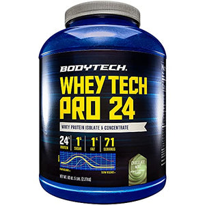 BodyTech Whey Tech Pro 24 Protein Powder Protein Enzyme Blend with BCAA's to Fuel Muscle Growth Recovery, Ideal for PostWorkout Muscle Building Chocolate Mint (5 Pound)