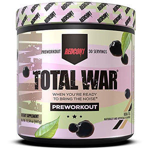 Redcon1 Total War - Pre Workout, 30 Servings, Boost Energy, Increase Endurance and Focus, Beta-Alanine, 350mg Caffeine, Citrulline Malate, Nitric Oxide Booster - Keto Friendly (Boba Tea)