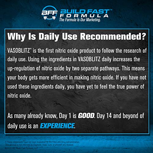 VASOBLITZ by BFF Build Fast Formula | Award Winning Dual Nitric Oxide Pre-Workout | NO3-T® Arginine Nitrate, L-Citrulline, Betaine Anhydrous for Muscle Pumps | Caffeine Free | 30 serv Strawberry Berry