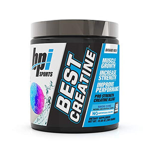 BPI Sports Best Creatine - Creatine Monohydrate, Himalayan Salt - strength, Pump, Endurance, Muscle Growth, Muscle Definition - No Bloat - Snow Cone - 50 servings - 10.58 Oz