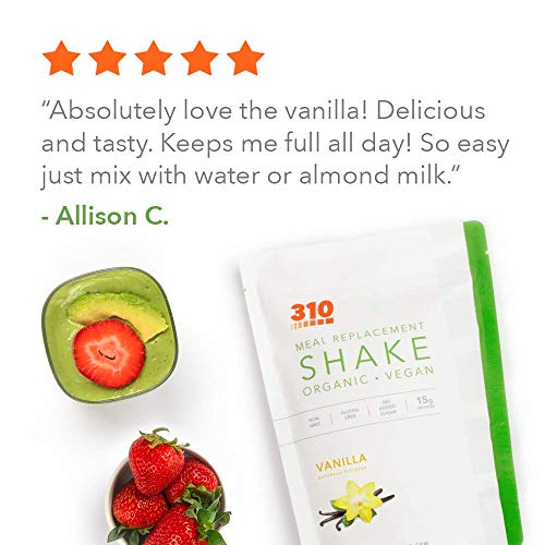 Vegan Organic Plant Protein Powder and Meal Replacement Shake - By 310 Nutrition - Gluten, Dairy and Soy Free - 0g of Sugar | Keto and Paleo Friendly… (Vanilla, 14 Servings)
