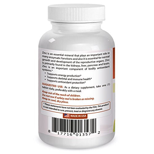 Best Naturals Zinc Supplement as Zinc Gluconate 50mg 240 Tablets Pack of 3