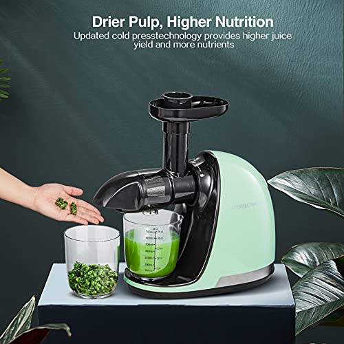 amzchef Juicer Machines, Slow Masticating Juicer Extractor Easy to Clean, Slow Juicers with Quiet Motor Reverse Function Anti-Clogging, Cold Press Juicer Machines with Brush,for High Nutrient Fruit & Vegetable Juice