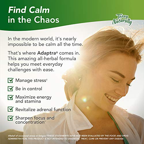 Terry Naturally Adaptra - 60 Capsules - Ashwagandha & Rhodiola Supplement - 60 Servings