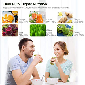 Slow Masticating Juicer, AMZCHEF Slow Juicer Extractor Professional Machine, Cold Press Juicer with Quiet Motor/Reverse Function, Juicer Machines with Brush, for High Nutrient Fruit & Vegetable Juice