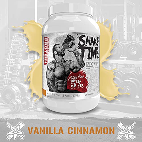 Rich Piana 5% Nutrition Shake Time | No-Whey 26G Animal Based Protein Drink | Grass-Fed Beef, Chicken, Whole Egg | No Sugar, Dairy, or Soy (Vanilla Cinnamon)