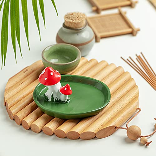 Cute Mushroom Incense Holder with 30 Incense Sticks, Handmade Incense Stick Burner, Nature Theme Incense Tray, Adorable Home Decoration Accessories