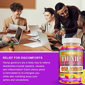 Hemp Gummies 950,000MG Extract Strength Premium Cbdmd Oil Gummies for Pain & Anxiety Cbdfx CBS CDB Inflammation & Relief Better Sleep - Low Sugar Zero CBD Oil