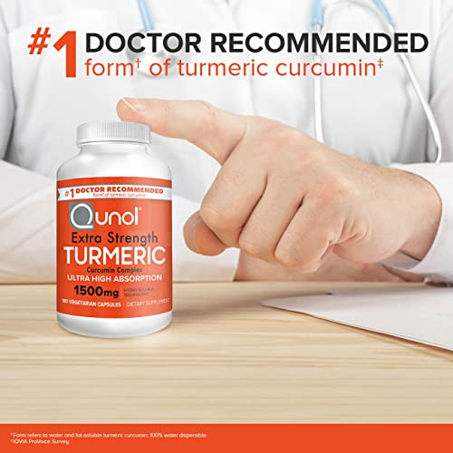 Turmeric Curcumin Softgels, Qunol with Ultra High Absorption 1500mg, Joint Support, Dietary Supplement, Extra Strength, 180 Softgels