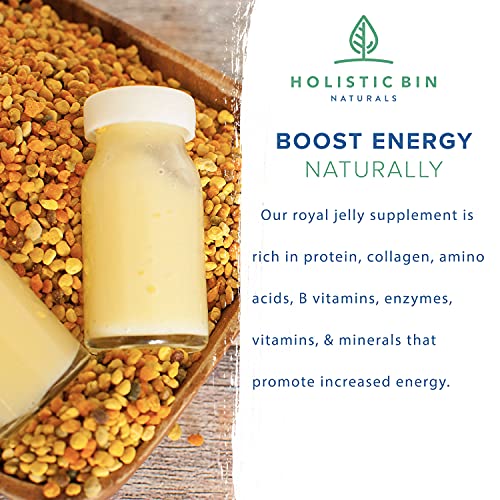 Royal Jelly Powder by Holistic Bin - 3X Concentration (25 Servings) Naturally Sourced from USA | Rich in Proteins (Collagen), Amino Acids, Probiotics, Natural Superfood