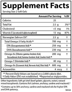 Carlson - Salmon Oil Complete, 700 mg Omega-3s + Astaxanthin, Norwegian, Heart, Brain & Joint Health, 120+60 Softgels