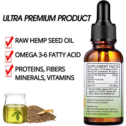 Lagunamoon Hemp Oil 1000mg, Ultra Premium Nature Hemp Seed Oil Help with Skin & Hair, Vegan Friendly