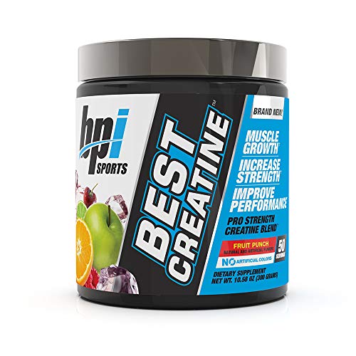 BPI Sports Best Creatine – Creatine Monohydrate, Himalayan Salt – Strength, Pump, Endurance, Muscle Growth, Muscle Definition – No Bloat – Fruit Punch – 50 servings – 10.58 oz.