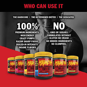 Mutant Madness Sugar-Free Pre-Workout Powder – Engineered Exclusively for High-Intensity Workouts (Blue Raspberry +Peach Mango + Mask)
