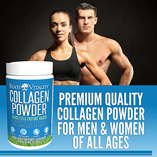 Root Vitality Collagen Powder, Collagen Peptides, Grass Fed, Premium Quality Collagen Protein, Pasture Raised, Easily Dissolves, Keto & Paleo Friendly, Non-GMO, 300 Grams