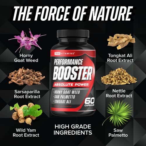 Sports Nutrition Performance Booster for Men - Enhance Energy, Endurance, Stamina, Strength & Muscle Growth - Natural Male Enhancing Supplement with Saw Palmetto, Horny Goat Weed & Tongkat Ali - 60ct