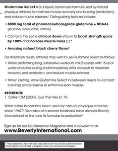 Beverly International Glutamine Select, 60 Servings. Clinically dosed glutamine and BCAA formula for lean muscle and recovery. Sugar-free. Great for keto, fasting, weight-loss diets.