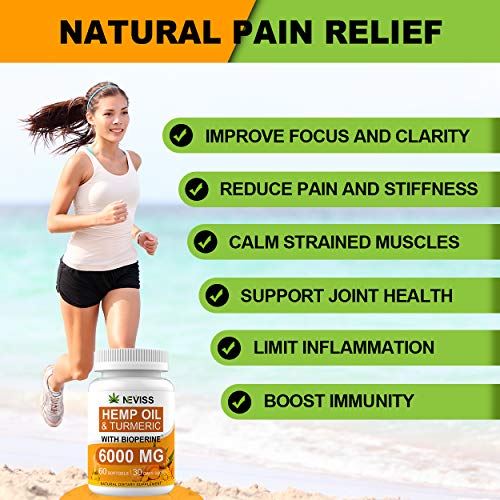 2 Pack Hemp Oil Softgel Capsule with Turmeric and Bioperine - 120 Cts