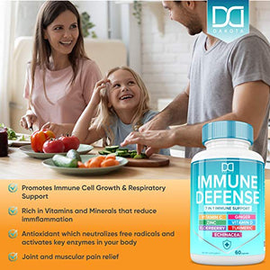 7 in 1 Immune Support Zinc Supplements 50mg Elderberry with Zink and Vitamin C, Vit D3 5000 IU, Echinacea, Turmeric Curcumin & Ginger Immunity Vitamins Booster - Natural Allergy Relief for Kids Adults