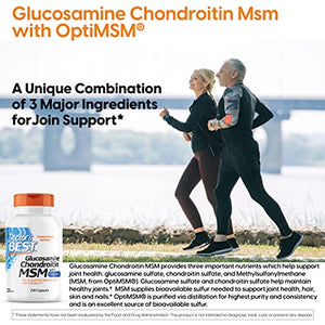 Doctor's Best Glucosamine Chondroitin Msm with OptiMSM Capsules, Supports Healthy Joint Structure, Function & Comfort, Non-GMO, Gluten Free, Soy Free, 240 Count (Pack of 1)