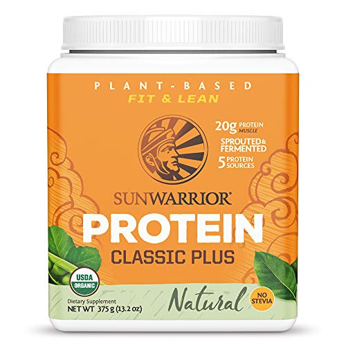 Sunwarrior - Classic Plus, Vegan Protein Powder with Peas & Brown Rice, Raw Organic Plant Based Protein (Natural) (375 Gram (Pack of 1))