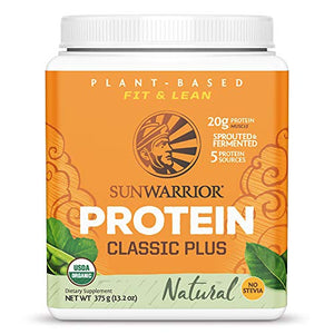 Sunwarrior - Classic Plus, Vegan Protein Powder with Peas & Brown Rice, Raw Organic Plant Based Protein (Natural) (375 Gram (Pack of 1))