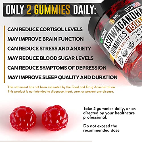 Ashwagandha Gummies by Noble Nutrition - with Organic Ashwagandha Root - Mood Boost, Immune Support, and Energy Increase Ashwagandha Supplements - 60 Gummies