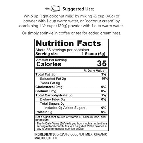 Super Organics Coconut Milk Powder, Superfood Powder, Raw, Whole Food Supplement, Vegan, Gluten & Diary Free, Non GMO, 8 Oz