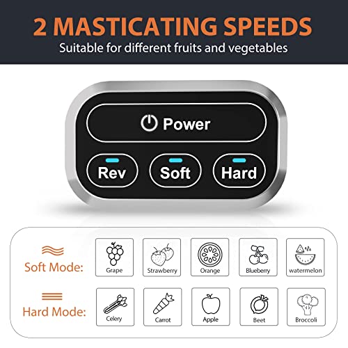 Slow Juicer,Aeitto Cold Press Juicer,Wide 3 Inch Chute Masticating Juicer,Juicer Extractor Machines with 2-Speed Modes & Reverse Function,Juicer for Vegetable and Fruit,Easy to Clean with Brush