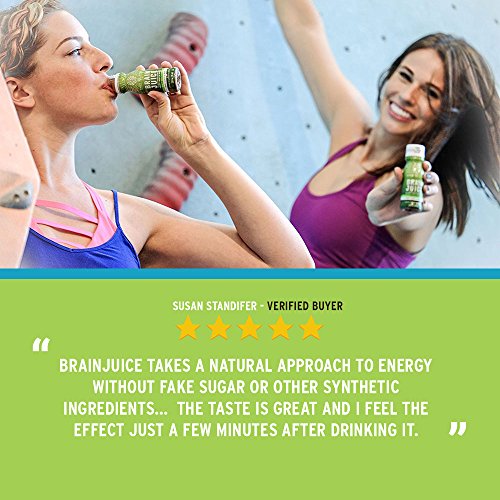 BrainJuice Brain Booster Shot, Decaffeinated Peach Mango | Liquid Drink Supplement for Improved Memory, Focus, Clarity & Mood, Gluten-Free, Non-GMO | 2.5 fl oz, 12 Count