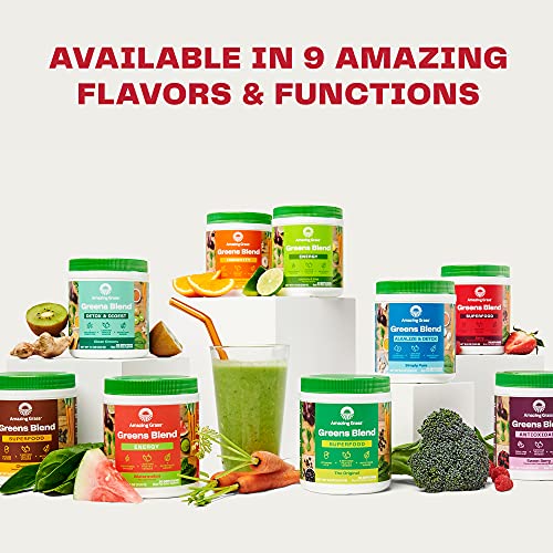 Amazing Grass Greens Blend Superfood: Super Greens Powder with Spirulina, Chlorella, Beet Root Powder, Digestive Enzymes, Prebiotics & Probiotics, Berry, 100 Servings (Packaging May Vary)