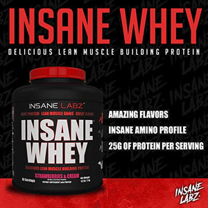 Insane Labz Insane Whey,100% Muscle Building Whey Isolate Protein, Post Workout, BCAA Amino Profile, Mass Gainer,Meal Replacement,Kosher and Halal Approved, 5lbs, 60 Srvgs, Chocolate